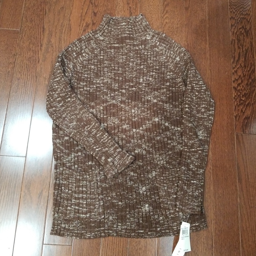 Adrienne Vittadini brown funnel neck sweater